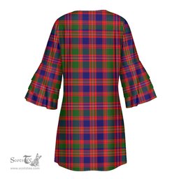 Scottish MacIntyre Modern Tartan Womens Stacked Ruffle Sleeve Tartan Dress