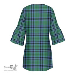 Scottish Keith Ancient Clan Tartan Crest Womens Stacked Ruffle Sleeve Tartan Dress