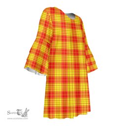 Scottish MacMillan Clan Tartan Womens Stacked Ruffle Sleeve Tartan Dress