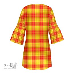 Scottish MacMillan Clan Tartan Womens Stacked Ruffle Sleeve Tartan Dress