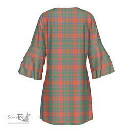 Scottish MacKintosh Ancient Tartan Womens Stacked Ruffle Sleeve Tartan Dress