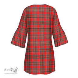 Scottish MacBean Modern Tartan Womens Stacked Ruffle Sleeve Tartan Dress