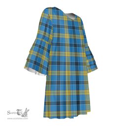 Scottish Laing Tartan Womens Stacked Ruffle Sleeve Tartan Dress