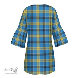 Scottish Laing Tartan Womens Stacked Ruffle Sleeve Tartan Dress