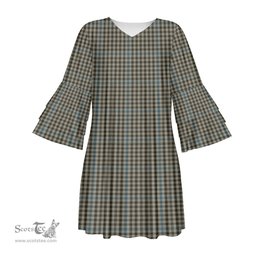 Scottish Haig Check Tartan Womens Stacked Ruffle Sleeve Tartan Dress
