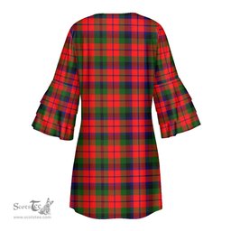 Scottish MacNaughton Modern Clan Tartan Crest Womens Stacked Ruffle Sleeve Tartan Dress