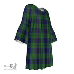 Scottish Keith Modern Tartan Womens Stacked Ruffle Sleeve Tartan Dress