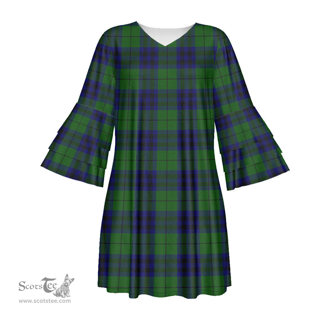 Scottish Keith Modern Tartan Womens Stacked Ruffle Sleeve Tartan Dress