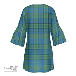 Scottish Lockhart Tartan Womens Stacked Ruffle Sleeve Tartan Dress