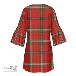 Scottish MacLay Modern Tartan Womens Stacked Ruffle Sleeve Tartan Dress