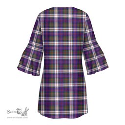 Scottish MacDonald Dress Modern Clan Tartan Crest Womens Stacked Ruffle Sleeve Tartan Dress