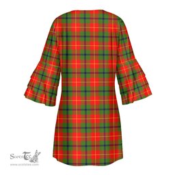 Scottish Turnbull Dress Clan Tartan Crest Womens Stacked Ruffle Sleeve Tartan Dress