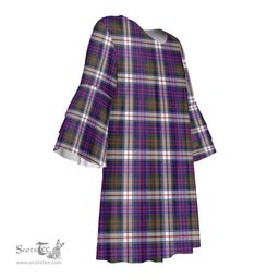 Scottish MacDonald Dress Modern Tartan Womens Stacked Ruffle Sleeve Tartan Dress