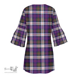 Scottish MacDonald Dress Modern Tartan Womens Stacked Ruffle Sleeve Tartan Dress