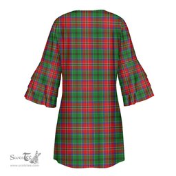 Scottish McCulloch Tartan Womens Stacked Ruffle Sleeve Tartan Dress