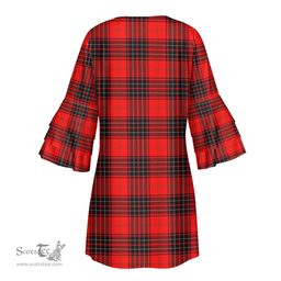 Scottish Wemyss Modern Tartan Womens Stacked Ruffle Sleeve Tartan Dress