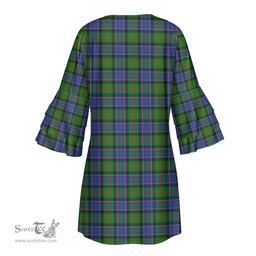 Scottish Paterson Tartan Womens Stacked Ruffle Sleeve Tartan Dress