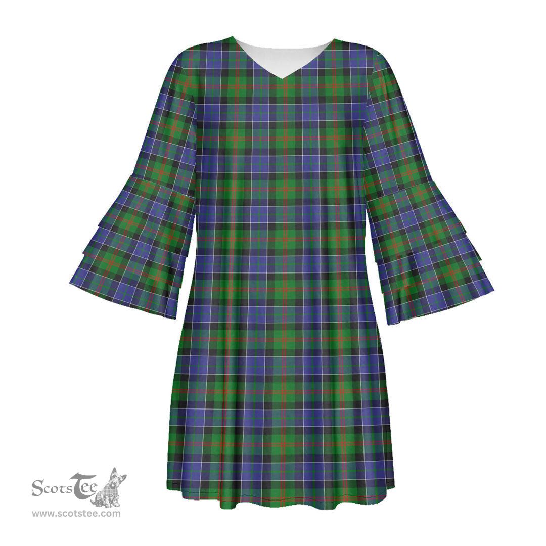 Scottish Paterson Tartan Womens Stacked Ruffle Sleeve Tartan Dress
