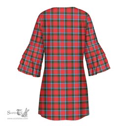 Scottish Sinclair Modern Tartan Womens Stacked Ruffle Sleeve Tartan Dress