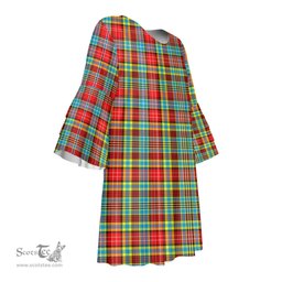 Scottish Ogilvie Tartan Womens Stacked Ruffle Sleeve Tartan Dress