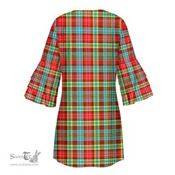 Scottish Ogilvie Tartan Womens Stacked Ruffle Sleeve Tartan Dress
