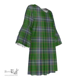 Scottish Pringle Tartan Womens Stacked Ruffle Sleeve Tartan Dress