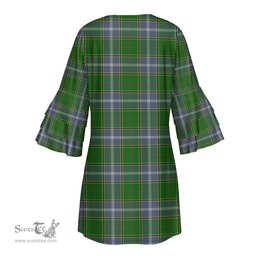 Scottish Pringle Tartan Womens Stacked Ruffle Sleeve Tartan Dress