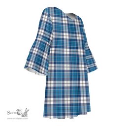 Scottish Strathclyde District Tartan Womens Stacked Ruffle Sleeve Tartan Dress