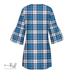 Scottish Strathclyde District Tartan Womens Stacked Ruffle Sleeve Tartan Dress