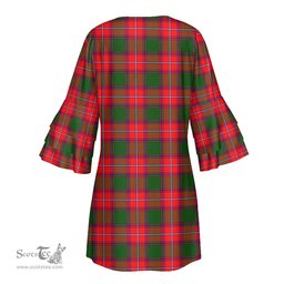 Scottish Rattray Modern Tartan Womens Stacked Ruffle Sleeve Tartan Dress