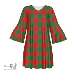 Scottish Moncrieffe Tartan Womens Stacked Ruffle Sleeve Tartan Dress