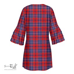 Scottish Wishart Dress Tartan Womens Stacked Ruffle Sleeve Tartan Dress