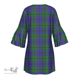 Scottish Strachan Tartan Womens Stacked Ruffle Sleeve Tartan Dress