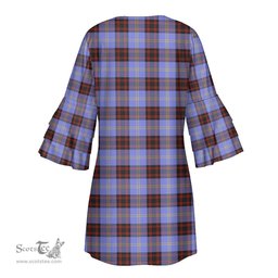 Scottish Rutherford Tartan Womens Stacked Ruffle Sleeve Tartan Dress