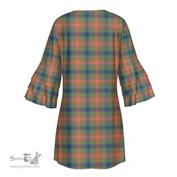 Scottish Wilson Ancient Tartan Womens Stacked Ruffle Sleeve Tartan Dress