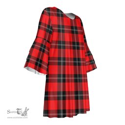 Scottish Ramsay Modern Tartan Womens Stacked Ruffle Sleeve Tartan Dress