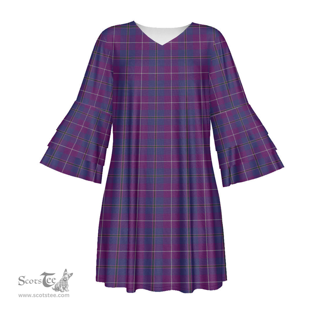Scottish Pride of Glencoe Tartan Womens Stacked Ruffle Sleeve Tartan Dress