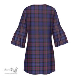 Scottish Pride of Scotland Tartan Womens Stacked Ruffle Sleeve Tartan Dress