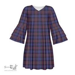 Scottish Pride of Scotland Tartan Womens Stacked Ruffle Sleeve Tartan Dress