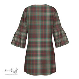 Scottish SCOTT BROWN ANCIENT Tartan Womens Stacked Ruffle Sleeve Tartan Dress