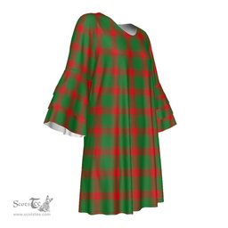 Scottish Middleton Modern Tartan Womens Stacked Ruffle Sleeve Tartan Dress