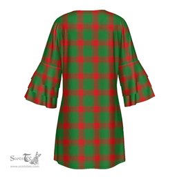 Scottish Middleton Modern Tartan Womens Stacked Ruffle Sleeve Tartan Dress