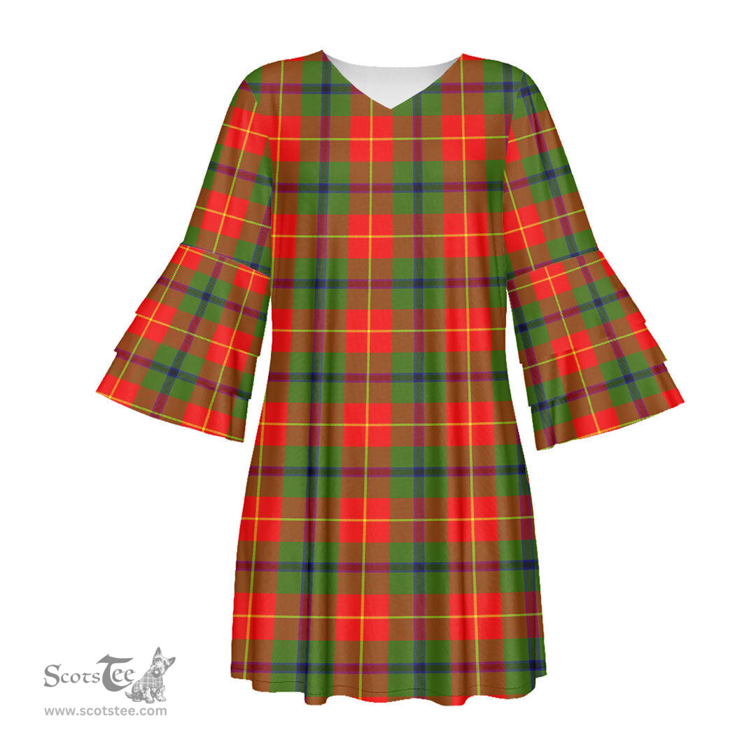 Scottish Turnbull Dress Tartan Womens Stacked Ruffle Sleeve Tartan Dress
