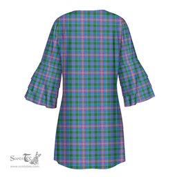 Scottish Ralston Tartan Womens Stacked Ruffle Sleeve Tartan Dress