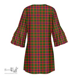 Scottish Skene Modern Clan Tartan Crest Womens Stacked Ruffle Sleeve Tartan Dress