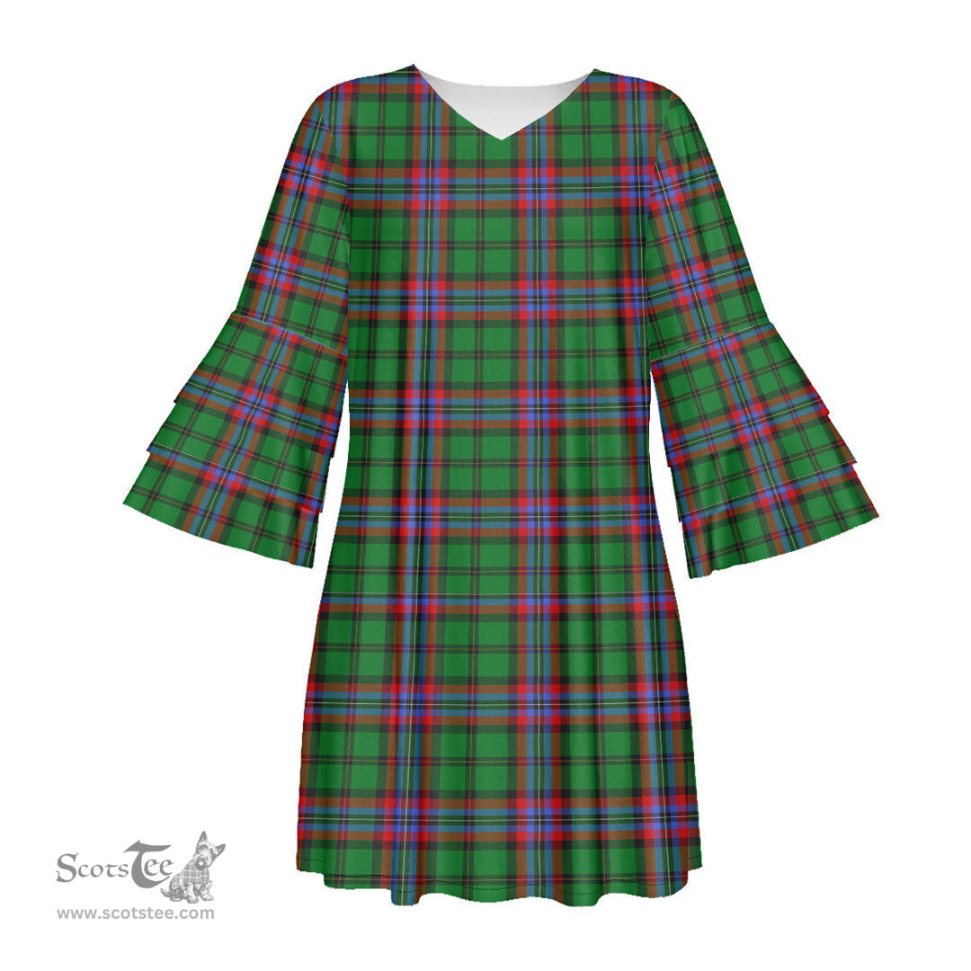 Scottish McGeachie Tartan Womens Stacked Ruffle Sleeve Tartan Dress