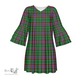 Scottish McGeachie Tartan Womens Stacked Ruffle Sleeve Tartan Dress