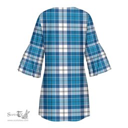 Scottish Roberton Clan Tartan Crest Womens Stacked Ruffle Sleeve Tartan Dress