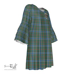 Scottish Ogilvie Hunting Ancient Clan Tartan Crest Womens Stacked Ruffle Sleeve Tartan Dress
