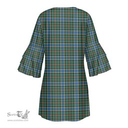 Scottish Ogilvie Hunting Ancient Clan Tartan Crest Womens Stacked Ruffle Sleeve Tartan Dress